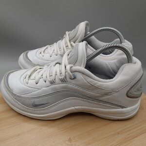 Nike Shoes Womens 9.5 Walk White Grey Leather Walking Sneakers 191147-104 Flaws